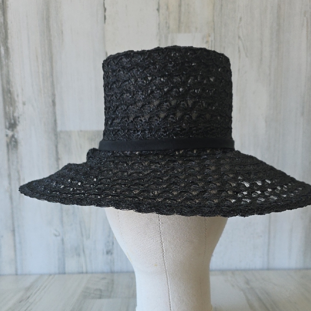 Vintage Maxine Hats Chic Black Lace Hat for Women Sunday Best Church Retro 50s